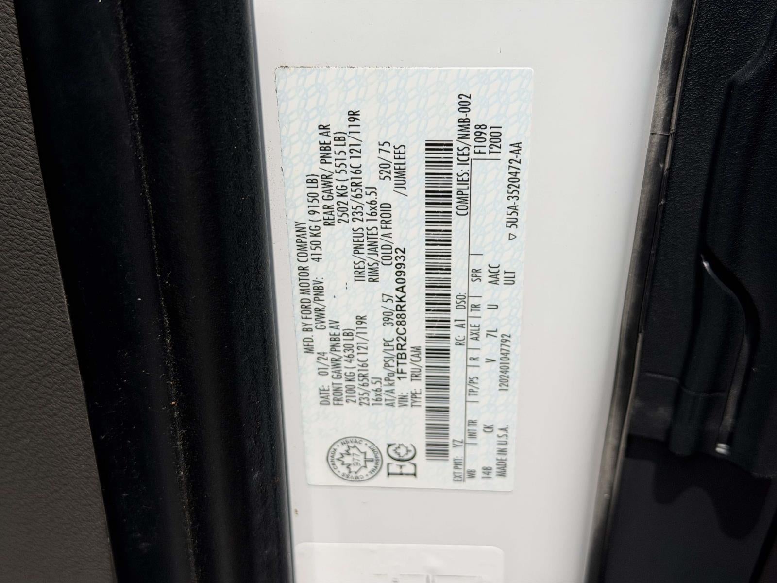 2024 Ford Transit Cargo Van T-250 148" Med Rf 9070 GVWR AWD