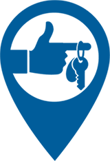 hands with car keys icon